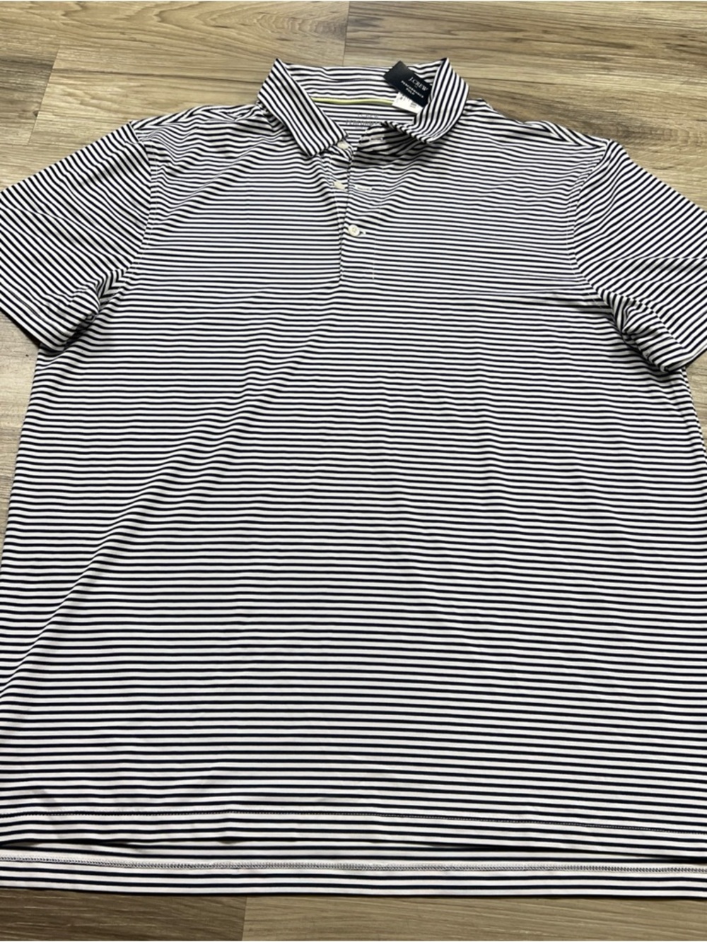 J. Crew Performance Polo Black Striped Stretch Short Sleeve Shirt Men's XL NWT